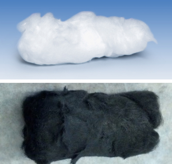 quartz (above) and carbon nanotube material (below)