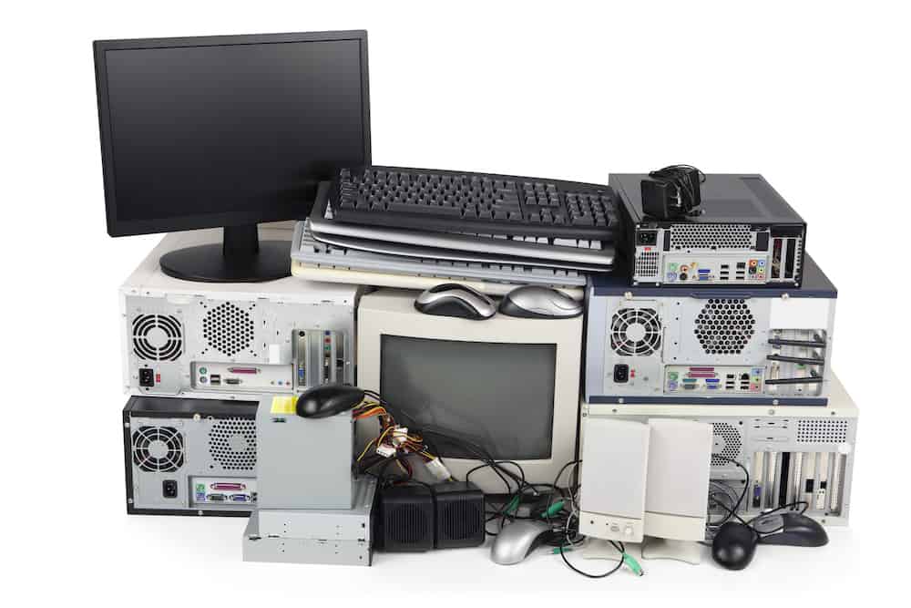 "Obsolete computer equipment for recycling, isolated on white.Please also see:"
