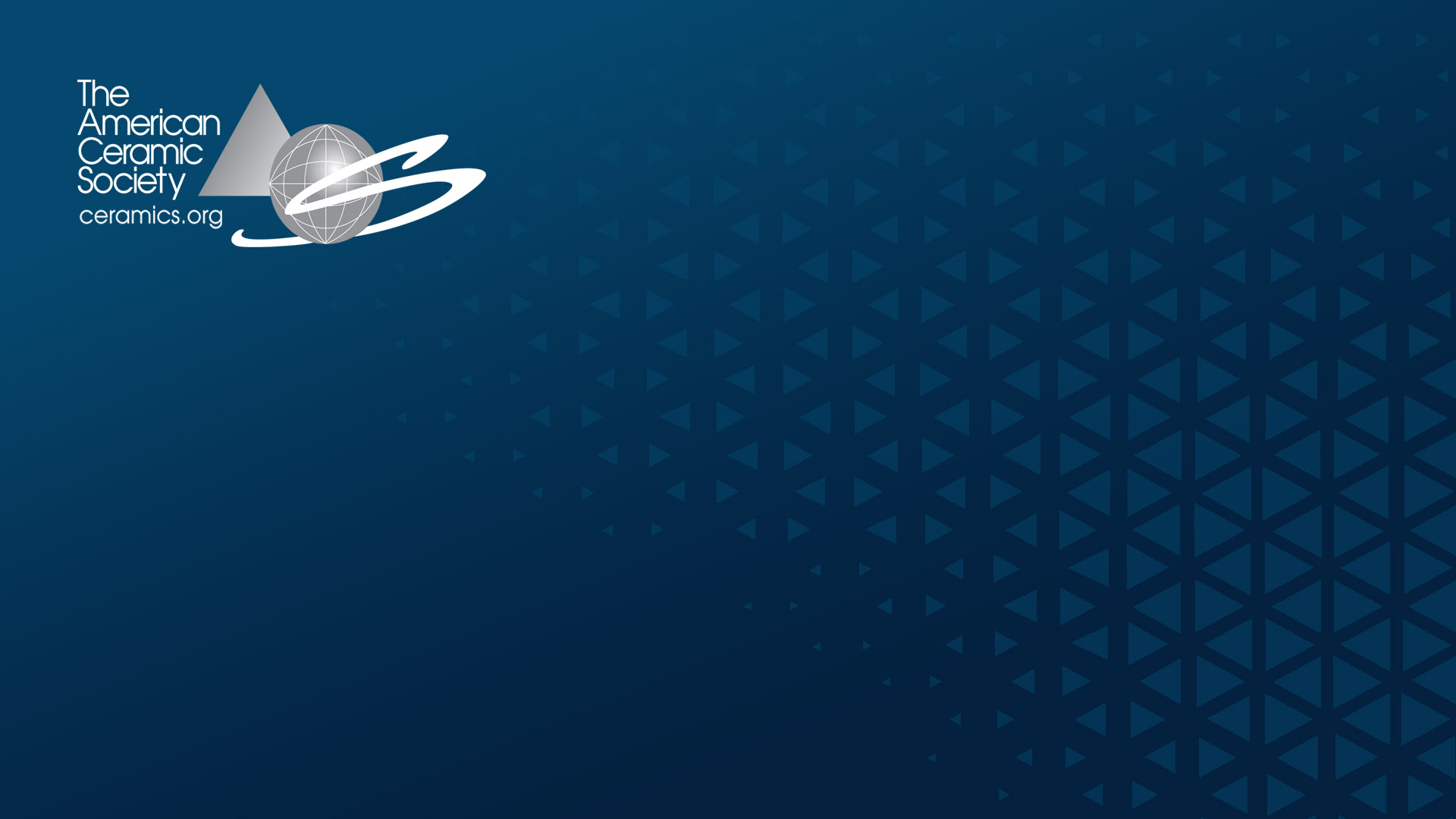 The American Ceramic Society logo on a blue background with a geometric pattern.