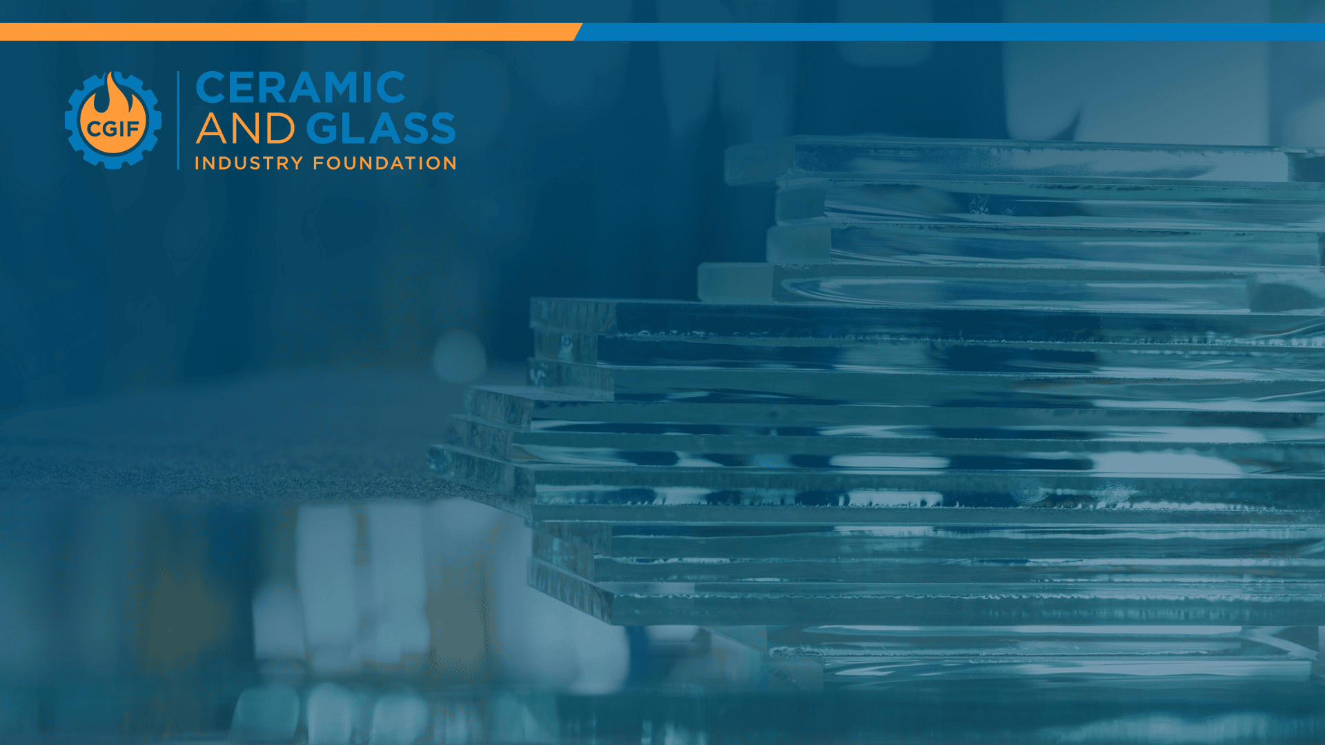 Ceramic and Glass Industry Foundation logo next to stacked glass sheets.