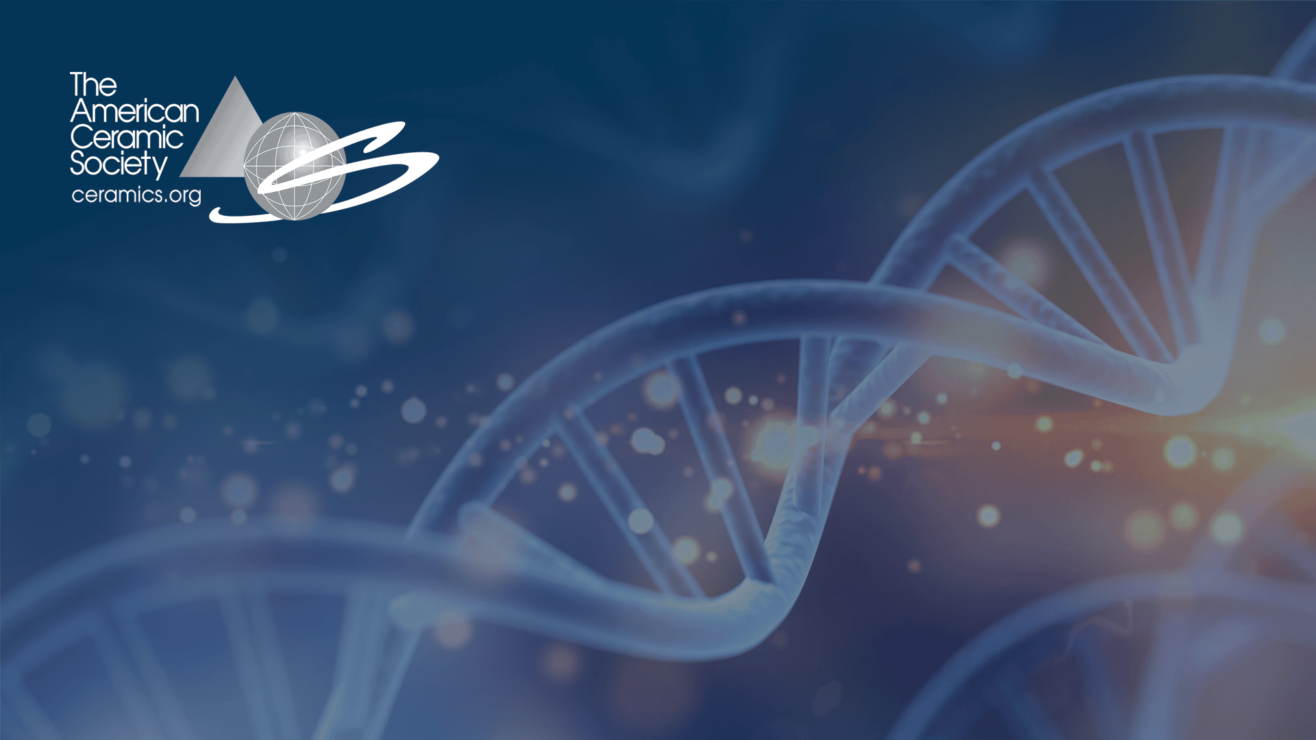American Ceramic Society logo with a DNA helix graphic, science and ceramics concept.