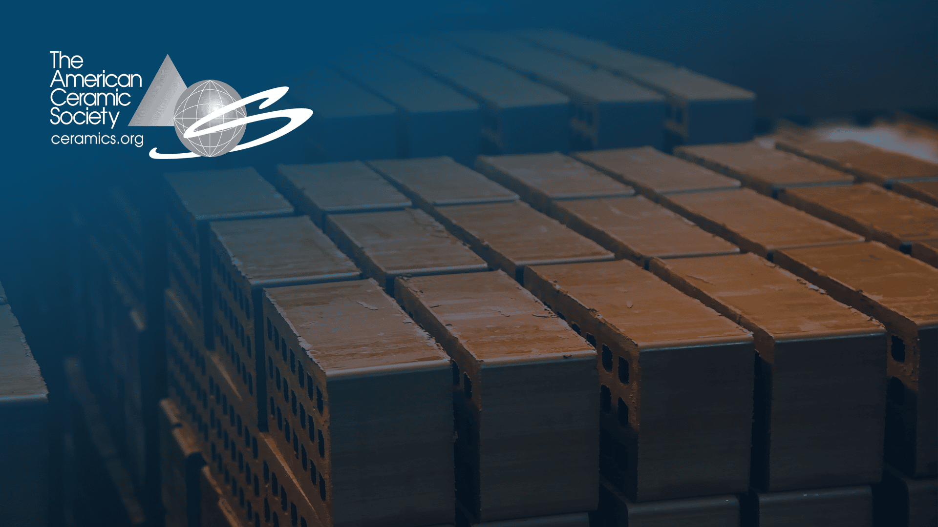 Stacks of durable ceramic bricks with the American Ceramic Society logo.