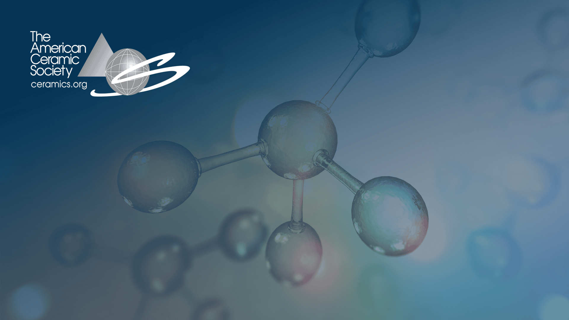 The American Ceramic Society logo over a molecular structure background.